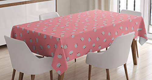 ABAKUHAUS Schaf Tischdecke, Cartoon-Stil Tiere auf dem Bauernhof, Schmutzabweisend Pflegeleicht Waschbar Druck Mit Klaren Farben ohne Verblassen, 140 x 200 cm, Rosa Grau ABAKUHAUS Schaf Tischdecke, Cartoon-Stil Tiere auf dem Bauernhof, Schmutzabweisend Pflegeleicht Waschbar Druck Mit Klaren Farben ohne Verblassen, 140 x 200 cm, Rosa Grau von ABAKUHAUS