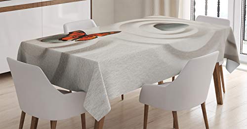 ABAKUHAUS Schmetterling Tischdecke, Rock Serenity, Personalisierter Druck mit Klaren Farben Waschbar Wasserfest kein Verblassen, 140 x 170 cm, Beige Orange von ABAKUHAUS