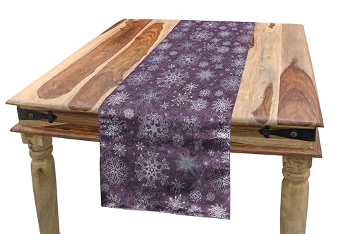 ABAKUHAUS Schneeflocke Tischläufer, Weihnachten Blumen, Esszimmer Küche Rechteckiger Dekorativer Tischläufer, 40 x 225 cm, Lavendel Violett von ABAKUHAUS