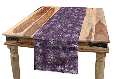 ABAKUHAUS Schneeflocke Tischläufer, Weihnachten Blumen, Esszimmer Küche Rechteckiger Dekorativer Tischläufer, 40 x 180 cm, Lavendel Violett von ABAKUHAUS