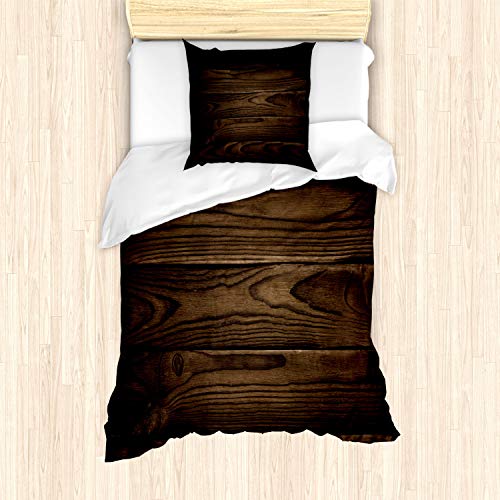 ABAKUHAUS Schokolade Bettbezug Set, Vintage Holz, Milbensicher Allergiker geeignet mit Kissenbezügen, 135 cm x 200 cm - 80 x 80 cm, Braun von ABAKUHAUS