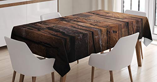 ABAKUHAUS Schokolade Tischdecke, Raue Dunkle Holz, Wasserfest Waschbar mit Klar Sichtbaren Farben kein Verblassen Personalisiert, 140 x 170 cm, Dunkelbraun Braun von ABAKUHAUS