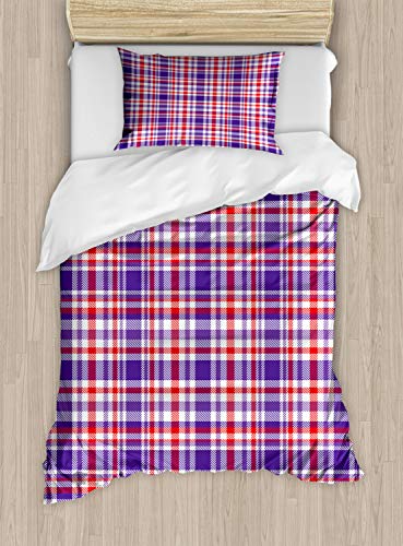 ABAKUHAUS Schottenkaro Bettbezug Set für Einzelbetten, Abstrakt Bicolor Checkered, Milbensicher Allergiker geeignet mit Kissenbezug, 130 x 200 cm - 70 x 50 cm, Vermilion Quarz-Weiß ABAKUHAUS Schottenkaro Bettbezug Set für Einzelbetten, Abstrakt Bicolor Checkered, Milbensicher Allergiker geeignet mit Kissenbezug, 130 x 200 cm - 70 x 50 cm, Vermilion Quarz-Weiß von ABAKUHAUS
