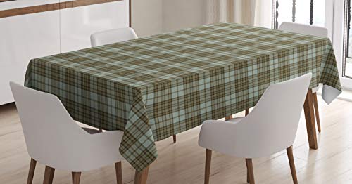 ABAKUHAUS Schottenkaro Tischdecke, Schottischen Stil Zier, Schmutzabweisend Pflegeleicht Waschbar Druck Mit Klaren Farben ohne Verblassen, 140 x 170 cm, Hellgrün von ABAKUHAUS