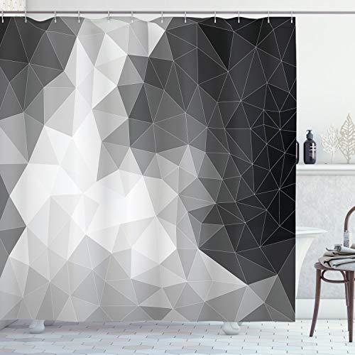 ABAKUHAUS Schwarz und Grau Duschvorhang, Polygon Dreieck, Stoffliches Gewebe Badezimmerdekorationsset mit Haken, 175 x 200 cm, Schwarz Pale Grau ABAKUHAUS Schwarz und Grau Duschvorhang, Polygon Dreieck, Stoffliches Gewebe Badezimmerdekorationsset mit Haken, 175 x 200 cm, Schwarz Pale Grau von ABAKUHAUS