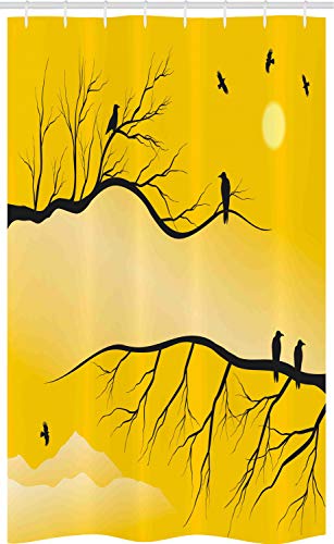 ABAKUHAUS Schwarze Krähe Schmaler Duschvorhang, Vögel auf Kahle Zweige, Badezimmer Deko Set aus Stoff mit Haken, 120 x 180 cm, Grau Gelb ABAKUHAUS Schwarze Krähe Schmaler Duschvorhang, Vögel auf Kahle Zweige, Badezimmer Deko Set aus Stoff mit Haken, 120 x 180 cm, Grau Gelb von ABAKUHAUS