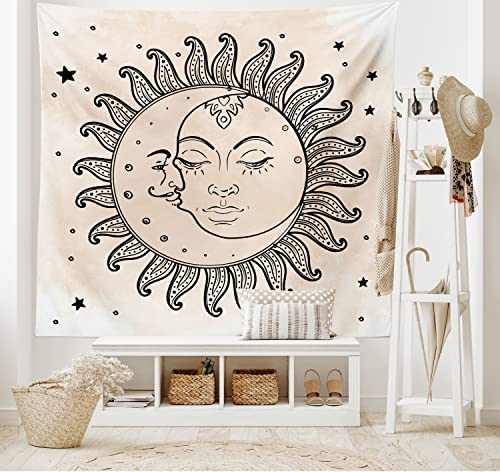 ABAKUHAUS Sketchy Wandteppich, Sonne und Mond Himmlische Komposition Tageszyklus Inspiration, aus Weiches Mikrofaser Stoff Wand Dekoration Für Schlafzimmer, 230 x 140 cm, Holzkohle Grau Tan ABAKUHAUS Sketchy Wandteppich, Sonne und Mond Himmlische Komposition Tageszyklus Inspiration, aus Weiches Mikrofaser Stoff Wand Dekoration Für Schlafzimmer, 230 x 140 cm, Holzkohle Grau Tan von ABAKUHAUS