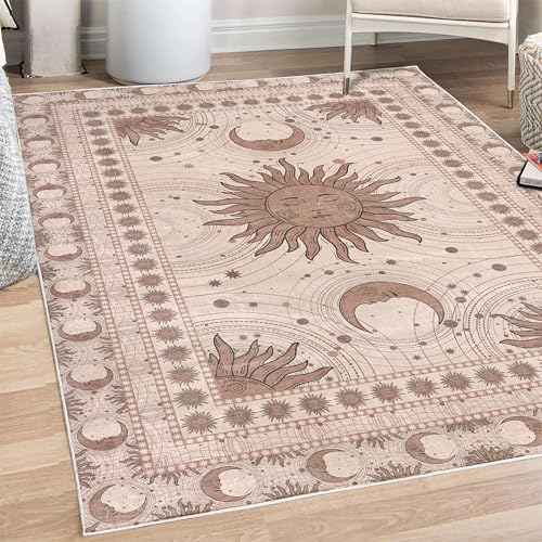 ABAKUHAUS Sonne und Mond Dekorativer Teppich, Bohemian Okkultes Design, Hochwertiger Flächenteppich für Schlafzimmer und Wohnzimmer, 122x170 cm, Schokolade ABAKUHAUS Sonne und Mond Dekorativer Teppich, Bohemian Okkultes Design, Hochwertiger Flächenteppich für Schlafzimmer und Wohnzimmer, 122x170 cm, Schokolade von ABAKUHAUS