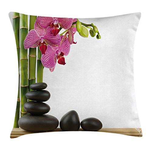 ABAKUHAUS Spa Kissenbezug, Pink Orchid und Bambusse, Dekorative Kopfkissenhülle mit Beidseitigem Druck Reißverschluß Waschbar, 40 x 40 cm, Schwarz Grün ABAKUHAUS Spa Kissenbezug, Pink Orchid und Bambusse, Dekorative Kopfkissenhülle mit Beidseitigem Druck Reißverschluß Waschbar, 40 x 40 cm, Schwarz Grün von ABAKUHAUS