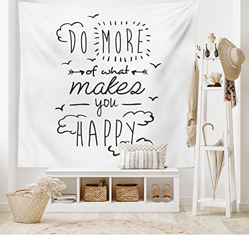 ABAKUHAUS Spruch Wandteppich und Tagesdecke, Positive Attitude Phrase, aus Weiches Mikrofaser Stoff Wand Dekoration Für Schlafzimmer, 150 x 110 cm, Schwarz Weiß von ABAKUHAUS