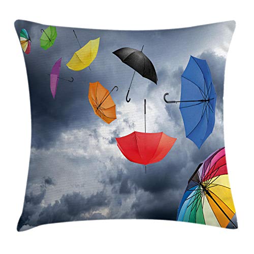 ABAKUHAUS Stoff Kissenbezug, Fliegen Regenschirme Wolken, Digitaldruck Wasser Resistent Farbfest mit Reißverluß und Waschbarer Kissenhülle, 40 x 40 cm, Grau und Weiß ABAKUHAUS Stoff Kissenbezug, Fliegen Regenschirme Wolken, Digitaldruck Wasser Resistent Farbfest mit Reißverluß und Waschbarer Kissenhülle, 40 x 40 cm, Grau und Weiß von ABAKUHAUS