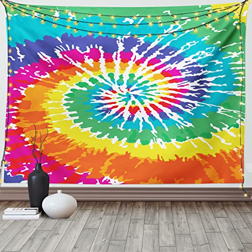 ABAKUHAUS Stoff Wandteppich, Regenbogen-Krawatten-Effekt aus Weiches Mikrofaser Stoff Waschbar ohne Verblassen Digitaldruck, 150 x 110 cm, Magenta Aqua von ABAKUHAUS