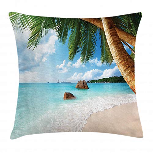 ABAKUHAUS Strand Kissenbezug, Exotische Palme Ozean, Klöppelkissenhüllen mit Beidseitigen Druck Farbfest Waschbar und Reißverschluß, 40 x 40 cm, Grün Blau ABAKUHAUS Strand Kissenbezug, Exotische Palme Ozean, Klöppelkissenhüllen mit Beidseitigen Druck Farbfest Waschbar und Reißverschluß, 40 x 40 cm, Grün Blau von ABAKUHAUS