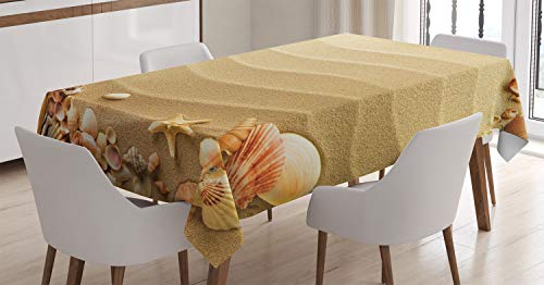 ABAKUHAUS Strand Tischdecke, Sand mit Muscheln Wellen, Personalisierter Druck mit Klaren Farben Waschbar Wasserfest kein Verblassen, 140 x 170 cm, Sandbraun ABAKUHAUS Strand Tischdecke, Sand mit Muscheln Wellen, Personalisierter Druck mit Klaren Farben Waschbar Wasserfest kein Verblassen, 140 x 170 cm, Sandbraun von ABAKUHAUS