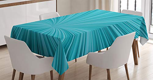 ABAKUHAUS Teal Tischdecke, Abstract Vortex Entwurf, Pflegeleicht Waschbar Schmutzabweisend und mit Klaren Farben Hochwertiger Druck, 140 x 240 cm, Türkis Teal von ABAKUHAUS