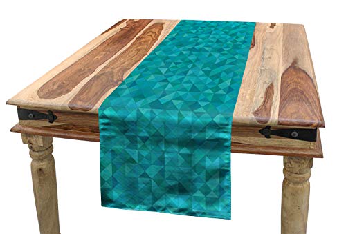 ABAKUHAUS Teal Tischläufer, Triangles Squares Moderne, Esszimmer Küche Rechteckiger Dekorativer Tischläufer, 40 x 180 cm, Türkis Aqua von ABAKUHAUS