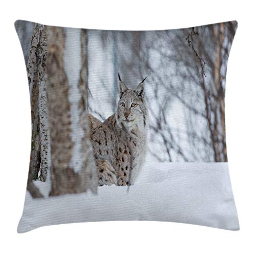 ABAKUHAUS Tier Kissenbezug, Europäische Luchs Wildnis, Wasser und Schmutz resistent Stoff Digital Druck Für den Innen oder Außen Bereich, 45 x 45 cm, Hellbraun Weiß ABAKUHAUS Tier Kissenbezug, Europäische Luchs Wildnis, Wasser und Schmutz resistent Stoff Digital Druck Für den Innen oder Außen Bereich, 45 x 45 cm, Hellbraun Weiß von ABAKUHAUS