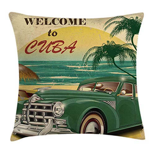 ABAKUHAUS Tropisch Kissenbezug, Kuba Beach Ocean Palm, Waschbar mit Reißverschluss Kissenhülle mit Farbfesten Klaren Farben Beidseitiger Druck, 50 x 50 cm, Gelb Senf ABAKUHAUS Tropisch Kissenbezug, Kuba Beach Ocean Palm, Waschbar mit Reißverschluss Kissenhülle mit Farbfesten Klaren Farben Beidseitiger Druck, 50 x 50 cm, Gelb Senf von ABAKUHAUS