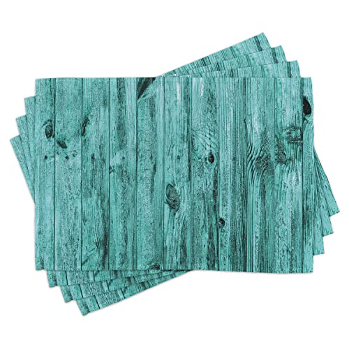 ABAKUHAUS Türkis Platzmatten, Antik Holz Textur, Waschbare Stoff Esszimmer Küche Tischdekorations Digitaldruck, Kadett Blau von ABAKUHAUS