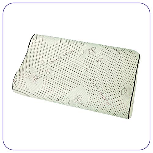 ABAKUHAUS Viskoelastisches Contour Kissen Bezug aus Bio-Baumwolle, Nacken- und Rückenschmerzen Visco mit maschinenwaschbaren Bezug Seitenschläfer-Schaumstoffpolsterung Elastic, 60 x 40 cm, cremebraun von ABAKUHAUS