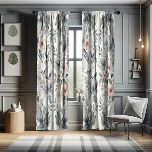 ABAKUHAUS Vorhänge, Vögel und Natur, Vorhang für Wohnzimmer Schlafzimmer Dekor, 2 Stück 150 cm x 175 cm, Blau grau Getrocknete Rose ABAKUHAUS Vorhänge, Vögel und Natur, Vorhang für Wohnzimmer Schlafzimmer Dekor, 2 Stück 150 cm x 175 cm, Blau grau Getrocknete Rose von ABAKUHAUS