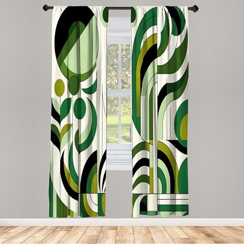 ABAKUHAUS Vorhänge 2er-Pack, Blätter Atmosphäre Abstrakt gestaltete runde Äste Wirbel Boho, Vorhang für Wohnzimmer Schlafzimmer, 4 Stück 75 cm x 225 cm, Hellgrün Dunkelgrau ABAKUHAUS Vorhänge 2er-Pack, Blätter Atmosphäre Abstrakt gestaltete runde Äste Wirbel Boho, Vorhang für Wohnzimmer Schlafzimmer, 4 Stück 75 cm x 225 cm, Hellgrün Dunkelgrau von ABAKUHAUS