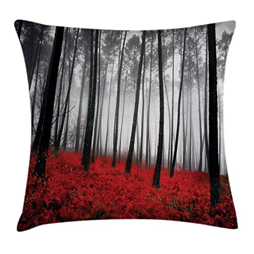 ABAKUHAUS Wald Kissenbezug, Mystical Foggy Woodland, Wasser und Schmutz resistent Waschbar Beidseitiger Druck mit Reißverschluß, 40 x 40 cm, Hellgrau Schwarz ABAKUHAUS Wald Kissenbezug, Mystical Foggy Woodland, Wasser und Schmutz resistent Waschbar Beidseitiger Druck mit Reißverschluß, 40 x 40 cm, Hellgrau Schwarz von ABAKUHAUS