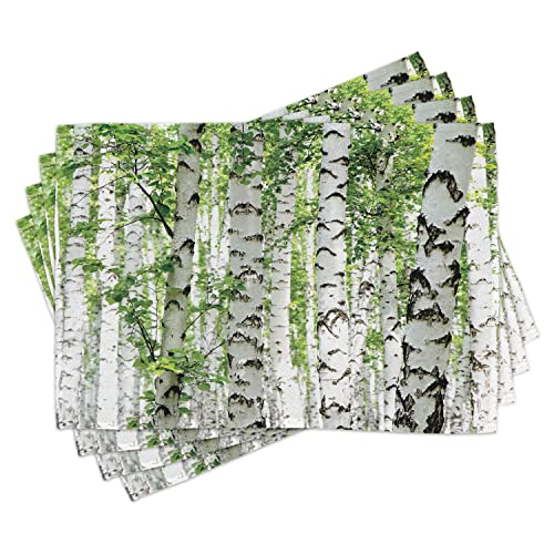 ABAKUHAUS Wald Platzmatten, Tier-Natur-Sommer, Waschbare Stoff Esszimmer Küche Tischdekorations Digitaldruck, Weiß Grün von ABAKUHAUS