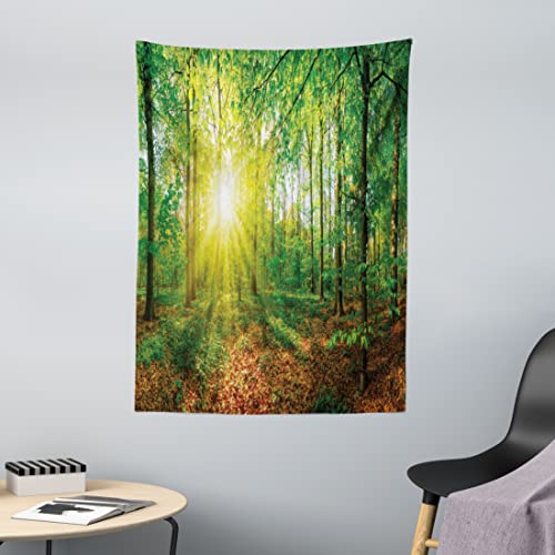 ABAKUHAUS Wald Wandteppich, Abendwiese Grönland, aus Weiches Mikrofaser Stoff Für das Wohn und Schlafzimmer, 110 x 150 cm, Grün Zimt von ABAKUHAUS