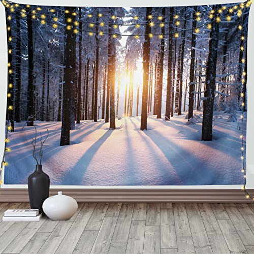 ABAKUHAUS Wald Wandteppich und Tagesdecke, Sonnenuntergang an der Winterzeit aus Weiches Mikrofaser Stoff Waschbar ohne Verblassen Digitaldruck, 230 x 140 cm, Braun Weiß ABAKUHAUS Wald Wandteppich und Tagesdecke, Sonnenuntergang an der Winterzeit aus Weiches Mikrofaser Stoff Waschbar ohne Verblassen Digitaldruck, 230 x 140 cm, Braun Weiß von ABAKUHAUS