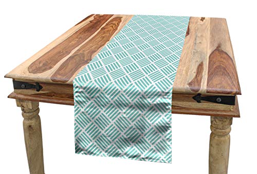 ABAKUHAUS Wasser Tischläufer, Diagonal Parallel Lines, Esszimmer Küche Rechteckiger Dekorativer Tischläufer, 40 x 225 cm, Weiß Grün von ABAKUHAUS