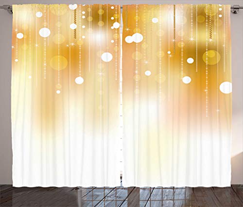 ABAKUHAUS Weihnachten Rustikaler Gardine, Nobles Weihnachtsdesign, Schlafzimmer Kräuselband Vorhang mit Schlaufen und Haken, 280 x 260 cm, Hellbraun Weiß von ABAKUHAUS