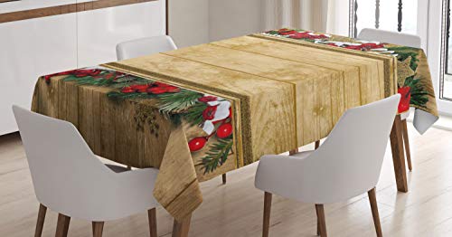 ABAKUHAUS Weihnachten Tischdecke, Vintage Noel Gruß, Personalisierter Druck mit Klaren Farben Waschbar Wasserfest kein Verblassen, 140 x 240 cm, Braun von ABAKUHAUS