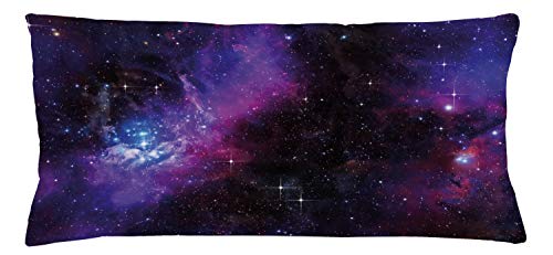 ABAKUHAUS Weltraum Kissenbezug, Nebula Dunkle Galaxie Sterne, Beidseitiges Digitaldruck mit Reißverschluß Farbfest Pflegeleicht und Waschbar, 90 x 40 cm, Schwarz Lila von ABAKUHAUS