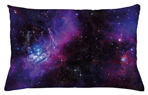 ABAKUHAUS Weltraum Kissenbezug, Nebula Dunkle Galaxie Sterne, Beidseitiges Digitaldruck mit Reißverschluß Farbfest Pflegeleicht und Waschbar, 65 x 40 cm, Schwarz Lila von ABAKUHAUS