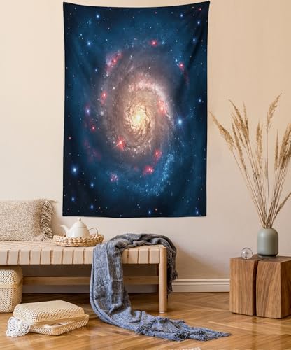 ABAKUHAUS Weltraum Wandteppich, Schwarzes Loch Cosmos Raum aus Weiches Mikrofaser Stoff Waschbar ohne Verblassen Digitaldruck, 110 x 150 cm, Petrolblau Pfirsich von ABAKUHAUS