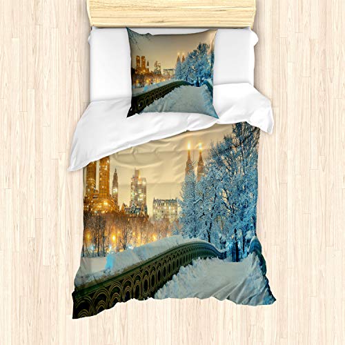 ABAKUHAUS Winter Bettbezug Set für Einzelbetten, New York Central Park, Milbensicher Allergiker geeignet mit Kissenbezug, Orange Weiß Olivgrün ABAKUHAUS Winter Bettbezug Set für Einzelbetten, New York Central Park, Milbensicher Allergiker geeignet mit Kissenbezug, Orange Weiß Olivgrün von ABAKUHAUS