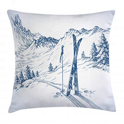 ABAKUHAUS Winter Kissenbezug, Ski Sport Mountain View, Seitenschläferkissenhülle ohne Kissen mit Reißverschluss und Beitseitigem Druck Waschbar, 60 x 60 cm, Blau Weiß ABAKUHAUS Winter Kissenbezug, Ski Sport Mountain View, Seitenschläferkissenhülle ohne Kissen mit Reißverschluss und Beitseitigem Druck Waschbar, 60 x 60 cm, Blau Weiß von ABAKUHAUS