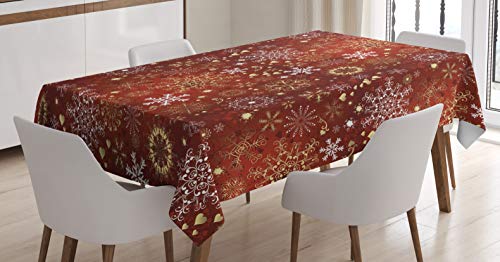 ABAKUHAUS Winter Tischdecke, Weinlese Weihnachts, Personalisierter Druck mit Klaren Farben Waschbar Wasserfest kein Verblassen, 140 x 170 cm, Weiß Gelb von ABAKUHAUS