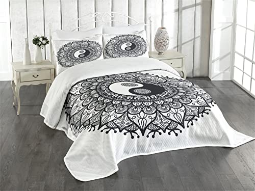 ABAKUHAUS Ying Yang Tagesdecke Set, Bohemian Mendi Kunst, Set mit Kissenbezug Mit Digitaldruck, für Einzelbetten 170 x 220 cm, Anthrazit grau Weiß ABAKUHAUS Ying Yang Tagesdecke Set, Bohemian Mendi Kunst, Set mit Kissenbezug Mit Digitaldruck, für Einzelbetten 170 x 220 cm, Anthrazit grau Weiß von ABAKUHAUS