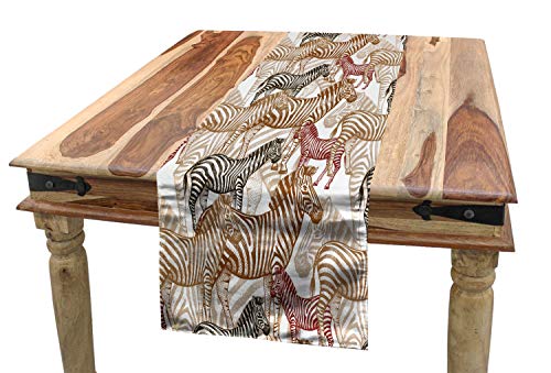 ABAKUHAUS Zebra Tischläufer, Camo, Esszimmer Küche Rechteckiger Dekorativer Tischläufer, 40 x 225 cm, Grün braun von ABAKUHAUS