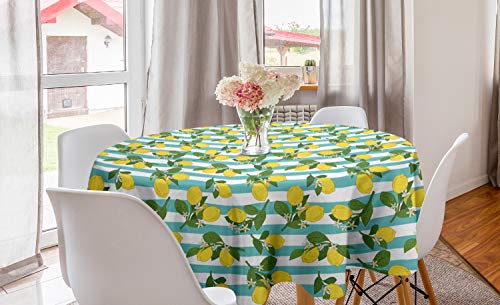 ABAKUHAUS Zitronen Runde Tischdecke, Zitronenblüten Blätter Kunst, Kreis Tischdecke Abdeckung für Esszimmer Küche Dekoration, 150 cm, Seafoam Senf ABAKUHAUS Zitronen Runde Tischdecke, Zitronenblüten Blätter Kunst, Kreis Tischdecke Abdeckung für Esszimmer Küche Dekoration, 150 cm, Seafoam Senf von ABAKUHAUS