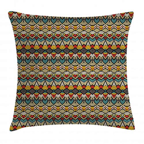 ABAKUHAUS afrikanisch Kissenbezug, Retro Grunge Geometric, Waschbar mit Reißverschluss Kissenhülle mit Farbfesten Klaren Farben Beidseitiger Druck, 45 x 45 cm, Senf Teal ABAKUHAUS afrikanisch Kissenbezug, Retro Grunge Geometric, Waschbar mit Reißverschluss Kissenhülle mit Farbfesten Klaren Farben Beidseitiger Druck, 45 x 45 cm, Senf Teal von ABAKUHAUS