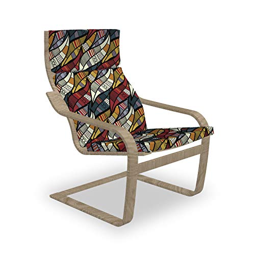 ABAKUHAUS afrikanisch Poäng Sessel Polster, Kreise Chevrons Linien, Sitzkissen mit Stuhlkissen mit Hakenschlaufe und Reißverschluss, Mehrfarbig von ABAKUHAUS