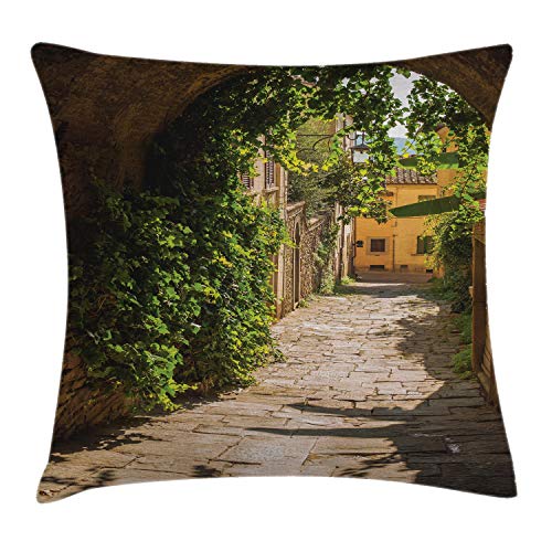 ABAKUHAUS europäisch Kissenbezug, Old Street in der Toskana, Wasser und Schmutz resistent Waschbar Beidseitiger Druck mit Reißverschluß, 45 x 45 cm, Pfirsich Grün ABAKUHAUS europäisch Kissenbezug, Old Street in der Toskana, Wasser und Schmutz resistent Waschbar Beidseitiger Druck mit Reißverschluß, 45 x 45 cm, Pfirsich Grün von ABAKUHAUS