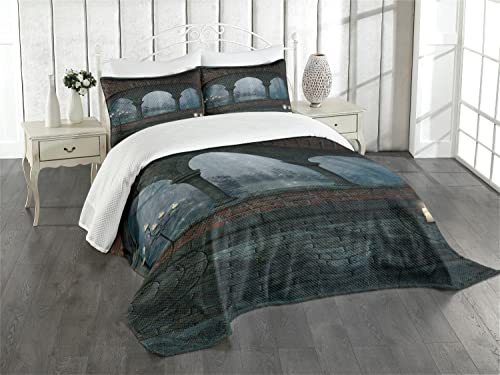 ABAKUHAUS gotisch Tagesdecke Set, Mittelalterliche Burg in der Nacht, Set mit Kissenbezügen Waschbar, für Doppelbetten 264 x 220 cm, Blau grau ABAKUHAUS gotisch Tagesdecke Set, Mittelalterliche Burg in der Nacht, Set mit Kissenbezügen Waschbar, für Doppelbetten 264 x 220 cm, Blau grau von ABAKUHAUS
