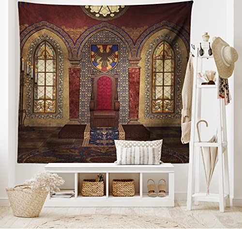 ABAKUHAUS gotisch Wandteppich und Tagesdecke, Medieval Palace aus Weiches Mikrofaser Stoff Waschbar ohne Verblassen Digitaldruck, 230 x 140 cm, Rubin von ABAKUHAUS