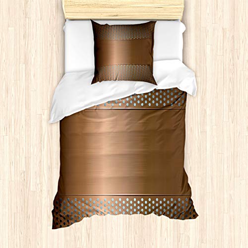 ABAKUHAUS industriell Bettbezug Set für Einzelbetten, perforierte Gitter, Milbensicher Allergiker geeignet mit Kissenbezug, Umber Ombre von ABAKUHAUS