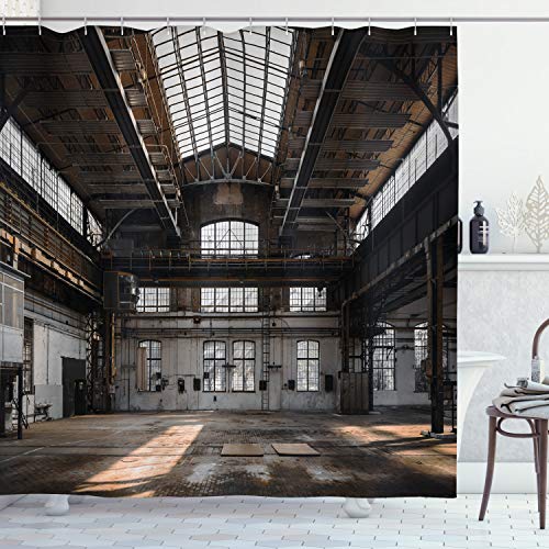 ABAKUHAUS industriell Duschvorhang, Alter Hangar, Stoffliches Gewebe Badezimmerdekorationsset mit Haken, 175 x 220 cm, Braun Weiß Grau ABAKUHAUS industriell Duschvorhang, Alter Hangar, Stoffliches Gewebe Badezimmerdekorationsset mit Haken, 175 x 220 cm, Braun Weiß Grau von ABAKUHAUS