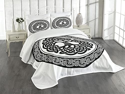 ABAKUHAUS keltisch Tagesdecke Set, Einheimische Baum des Lebens Kunst, Set mit Kissenbezügen Moderne Designs, für Doppelbetten 220 x 220 cm, Weiß Schwarz ABAKUHAUS keltisch Tagesdecke Set, Einheimische Baum des Lebens Kunst, Set mit Kissenbezügen Moderne Designs, für Doppelbetten 220 x 220 cm, Weiß Schwarz von ABAKUHAUS